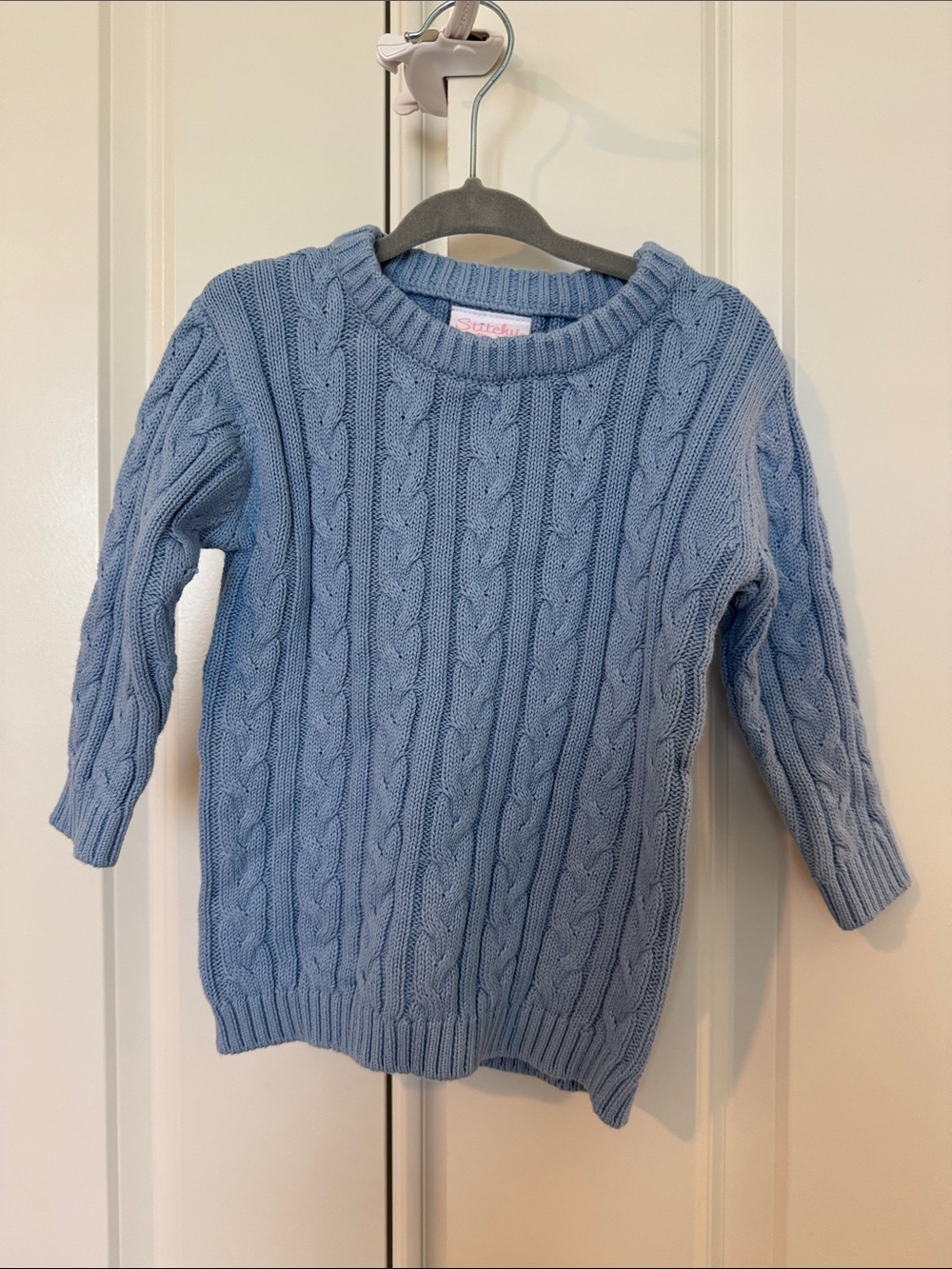Stitch Fish Blue Cable-Knit kids Sweater